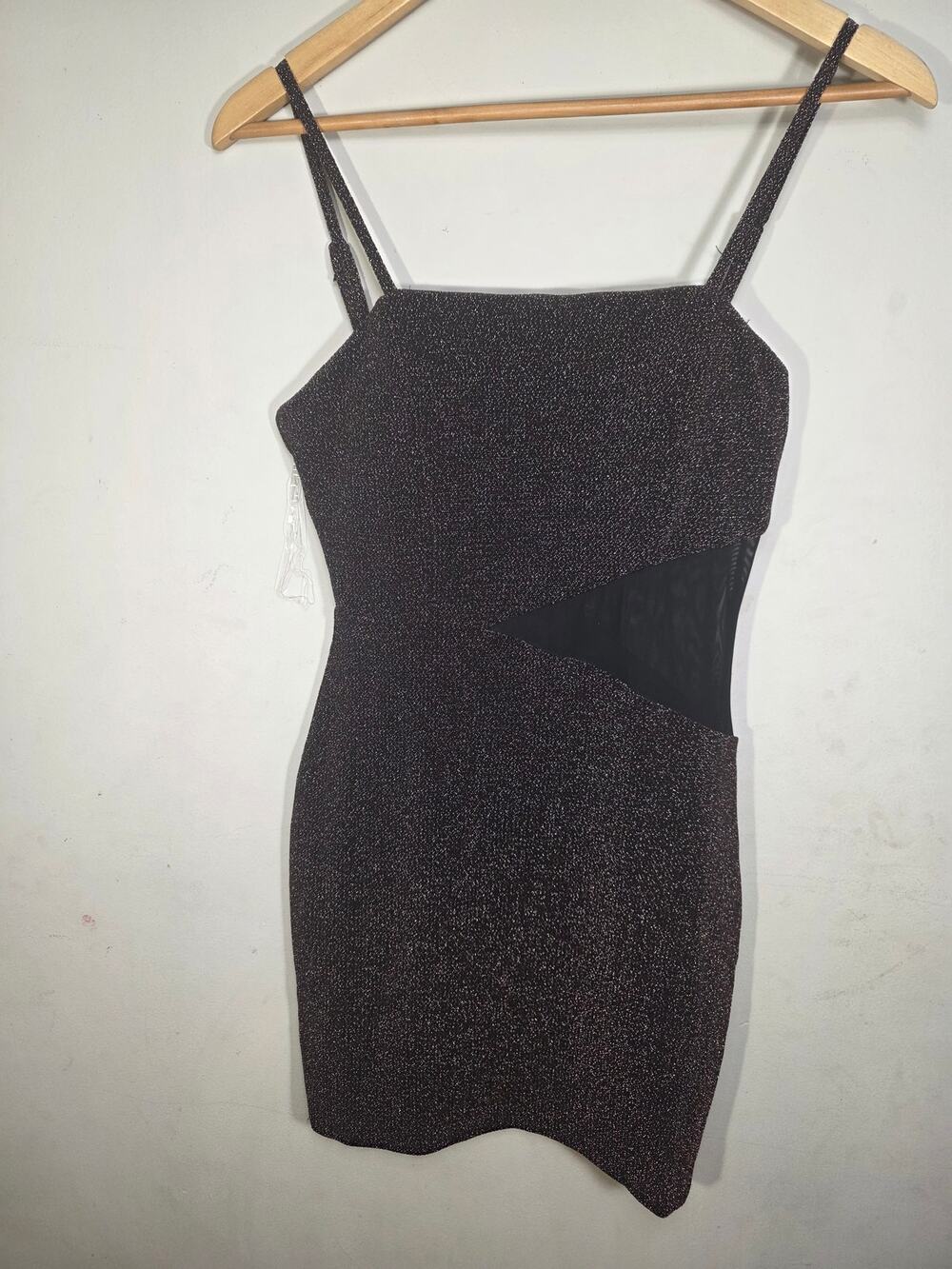 Trixxi Black Glitter Cut Out Mini Dress M NWT Bodycon Party Cocktail